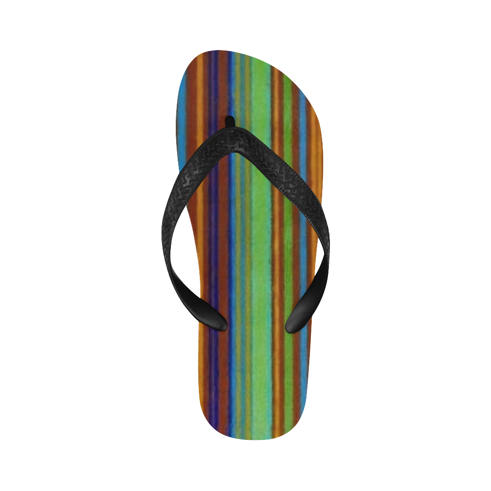 Earthy Grunge Stripe Flip Flops for Men/Women (Model 040)
