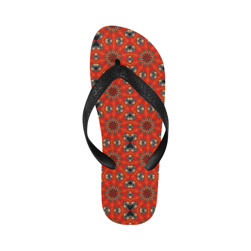 Red Geometric Flip Flops for Men/Women (Model 040)