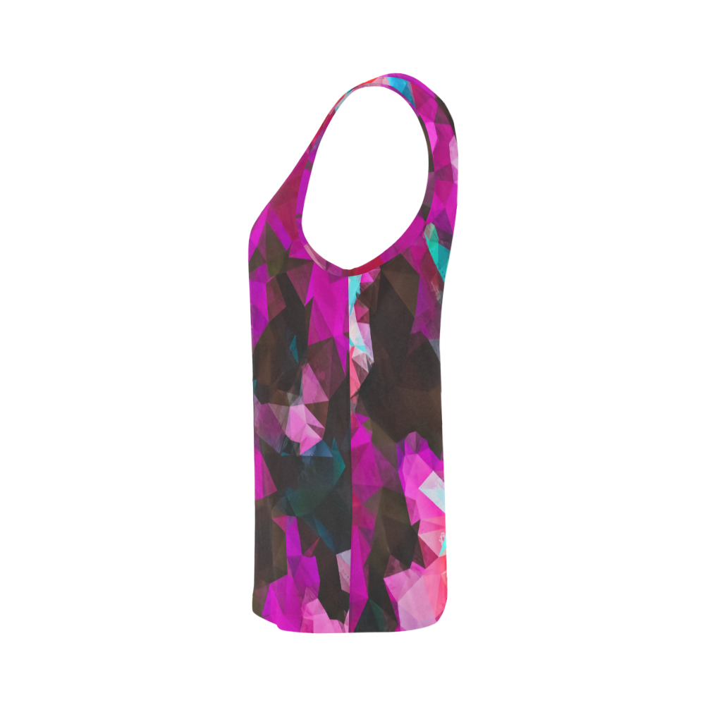 psychedelic geometric polygon abstract pattern in purple pink blue All Over Print Tank Top for Women (Model T43)