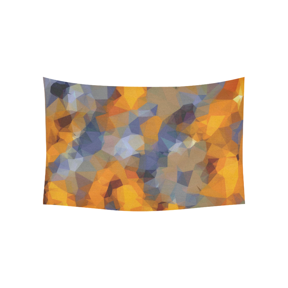 psychedelic geometric polygon abstract pattern in orange brown blue Cotton Linen Wall Tapestry 60"x 40"