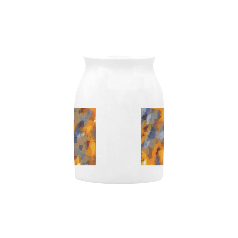 psychedelic geometric polygon abstract pattern in orange brown blue Milk Cup (Small) 300ml