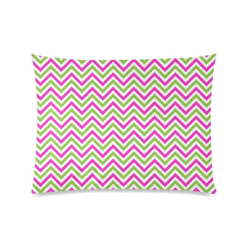 Pink Green White Chevron Custom Picture Pillow Case 20"x26" (one side)
