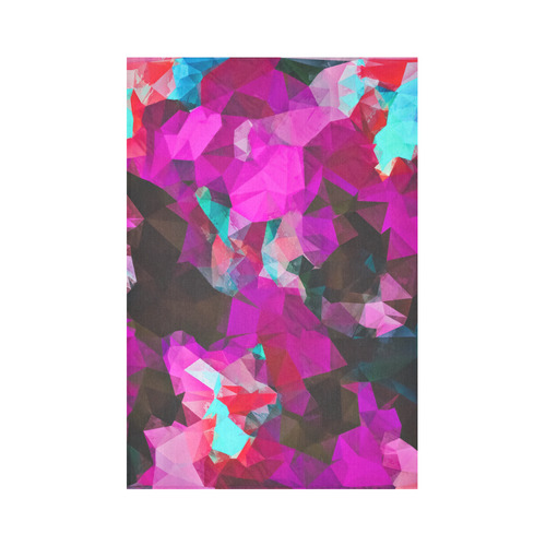 psychedelic geometric polygon abstract pattern in purple pink blue Cotton Linen Wall Tapestry 60"x 90"