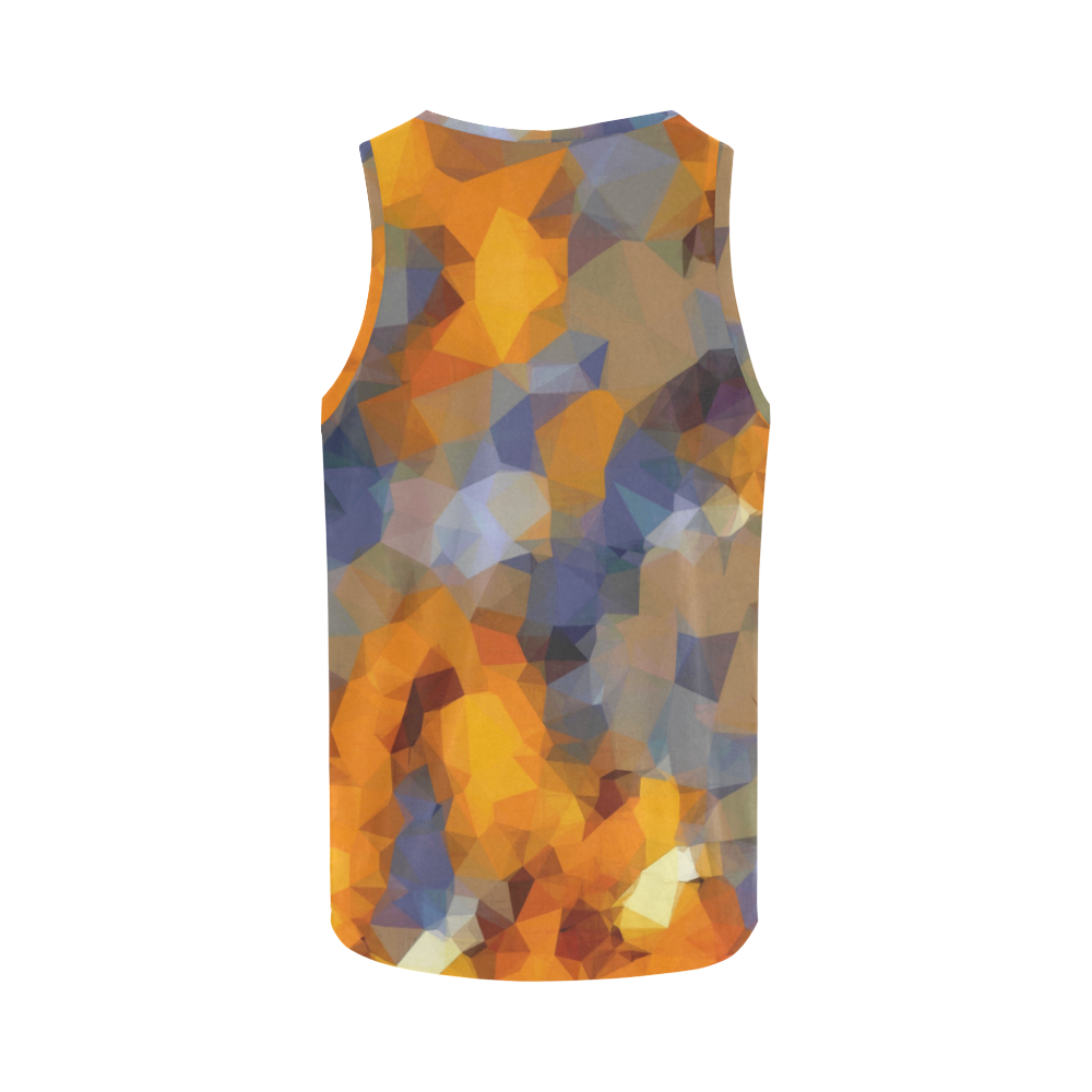psychedelic geometric polygon abstract pattern in orange brown blue All Over Print Tank Top for Men (Model T43)