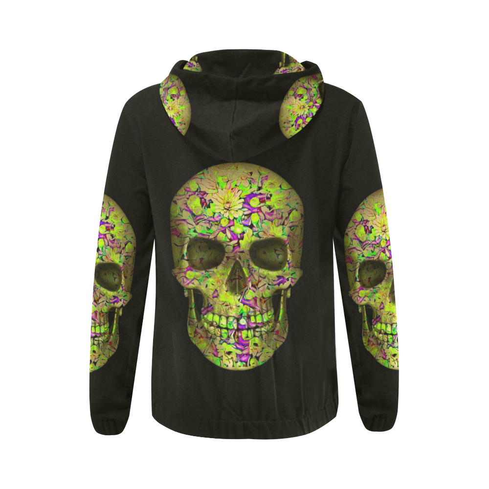 Skull-Unusual and unique 12C by JamColors All Over Print Full Zip Hoodie for Women (Model H14)