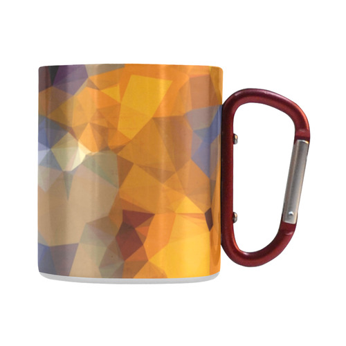 psychedelic geometric polygon abstract pattern in orange brown blue Classic Insulated Mug(10.3OZ)