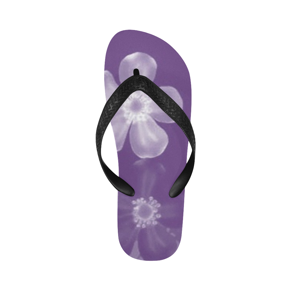 Lilac Retro 70s Flowers Flip Flops for Men/Women (Model 040)