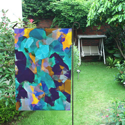 psychedelic geometric polygon abstract pattern in green blue brown yellow Garden Flag 28''x40'' （Without Flagpole）