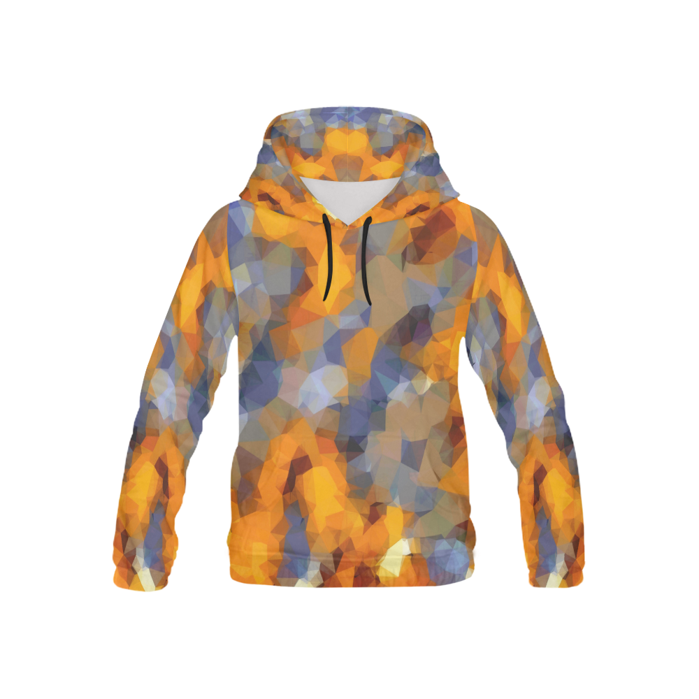 psychedelic geometric polygon abstract pattern in orange brown blue All Over Print Hoodie for Kid (USA Size) (Model H13)