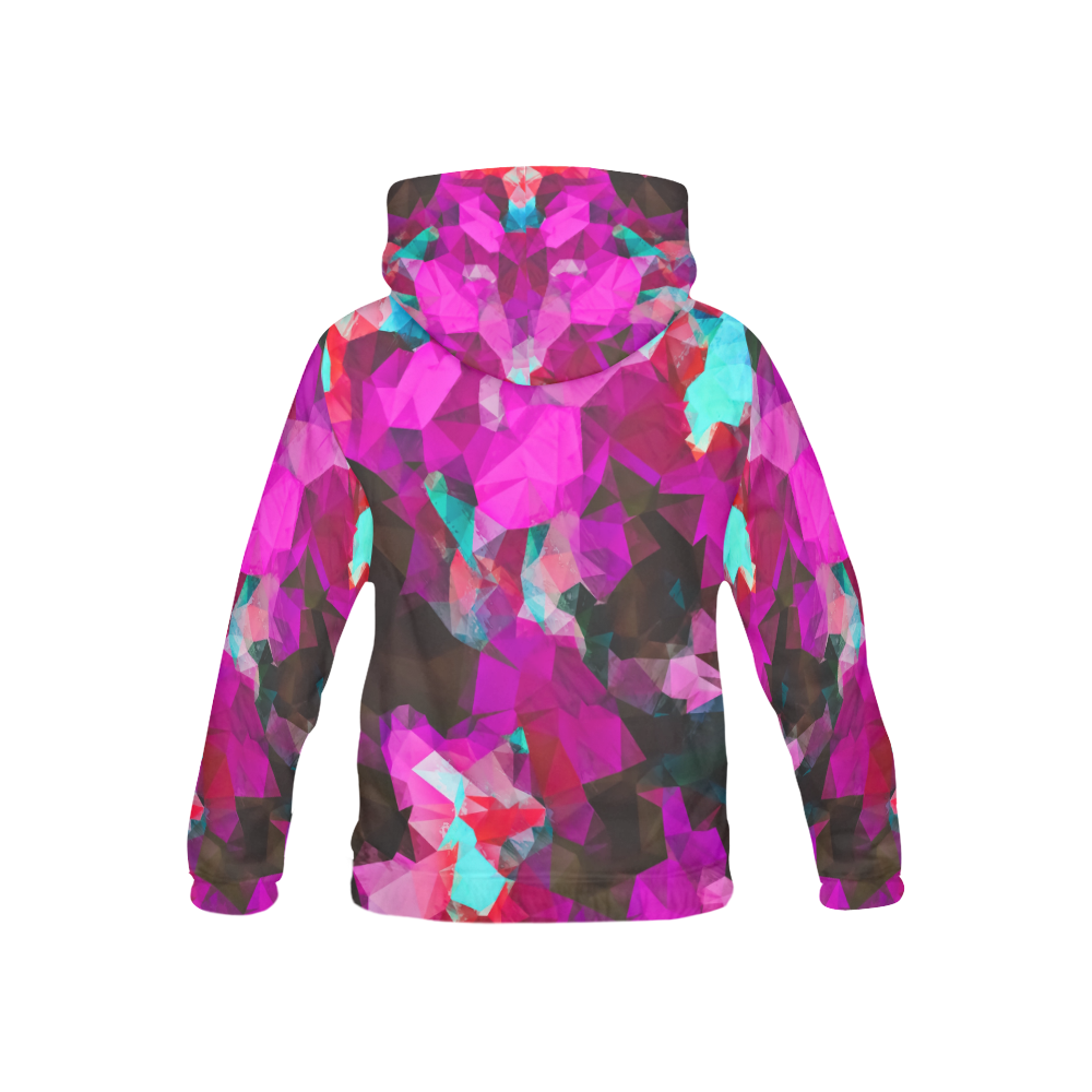 psychedelic geometric polygon abstract pattern in purple pink blue All Over Print Hoodie for Kid (USA Size) (Model H13)