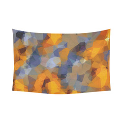 psychedelic geometric polygon abstract pattern in orange brown blue Cotton Linen Wall Tapestry 90"x 60"