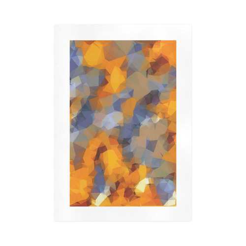 psychedelic geometric polygon abstract pattern in orange brown blue Art Print 16‘’x23‘’