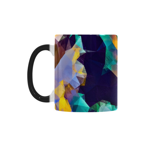 psychedelic geometric polygon abstract pattern in green blue brown yellow Custom Morphing Mug
