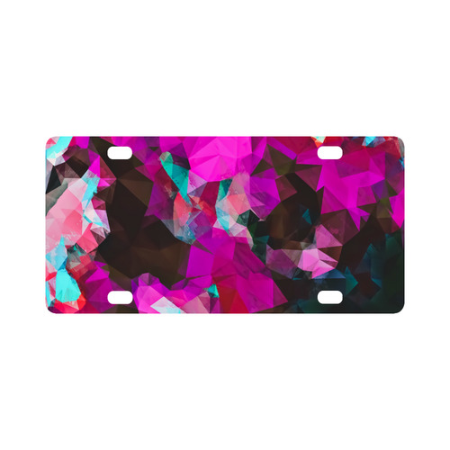 psychedelic geometric polygon abstract pattern in purple pink blue Classic License Plate