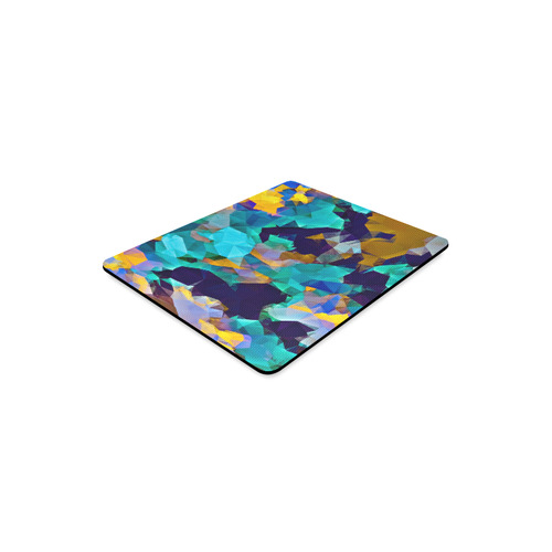 psychedelic geometric polygon abstract pattern in green blue brown yellow Rectangle Mousepad