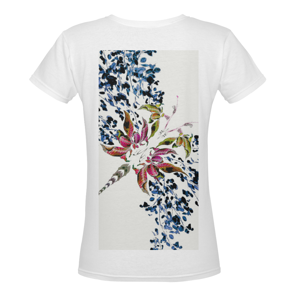 butterfly4 Women's Deep V-neck T-shirt (Model T19)