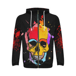 HA Bloody Skull by Popart Lover All Over Print Full Zip Hoodie for Men (Model H14)