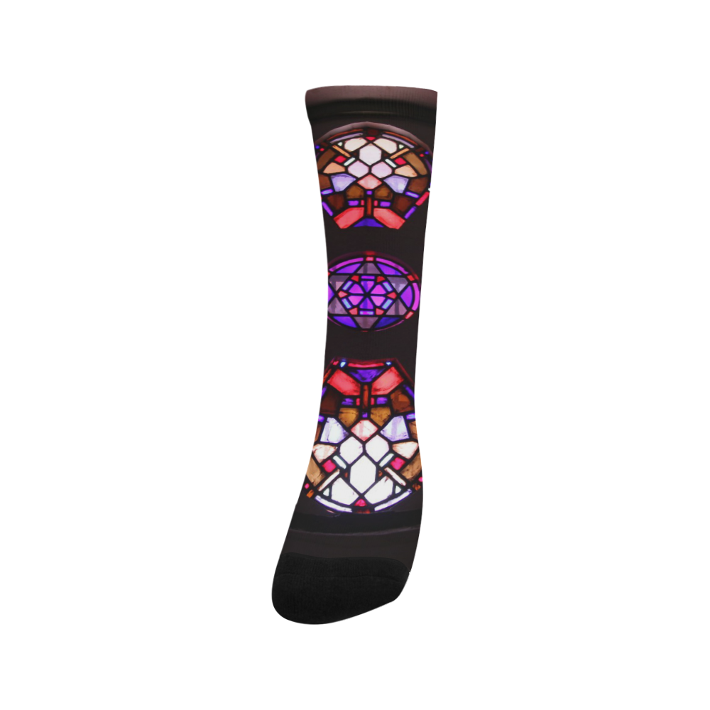 Geometric Purple Pink Rosary Window Mandala Trouser Socks