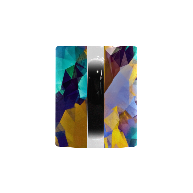 psychedelic geometric polygon abstract pattern in green blue brown yellow Custom Morphing Mug