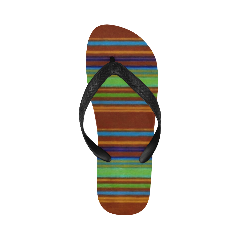Primitive Grunge Stripe Flip Flops for Men/Women (Model 040)