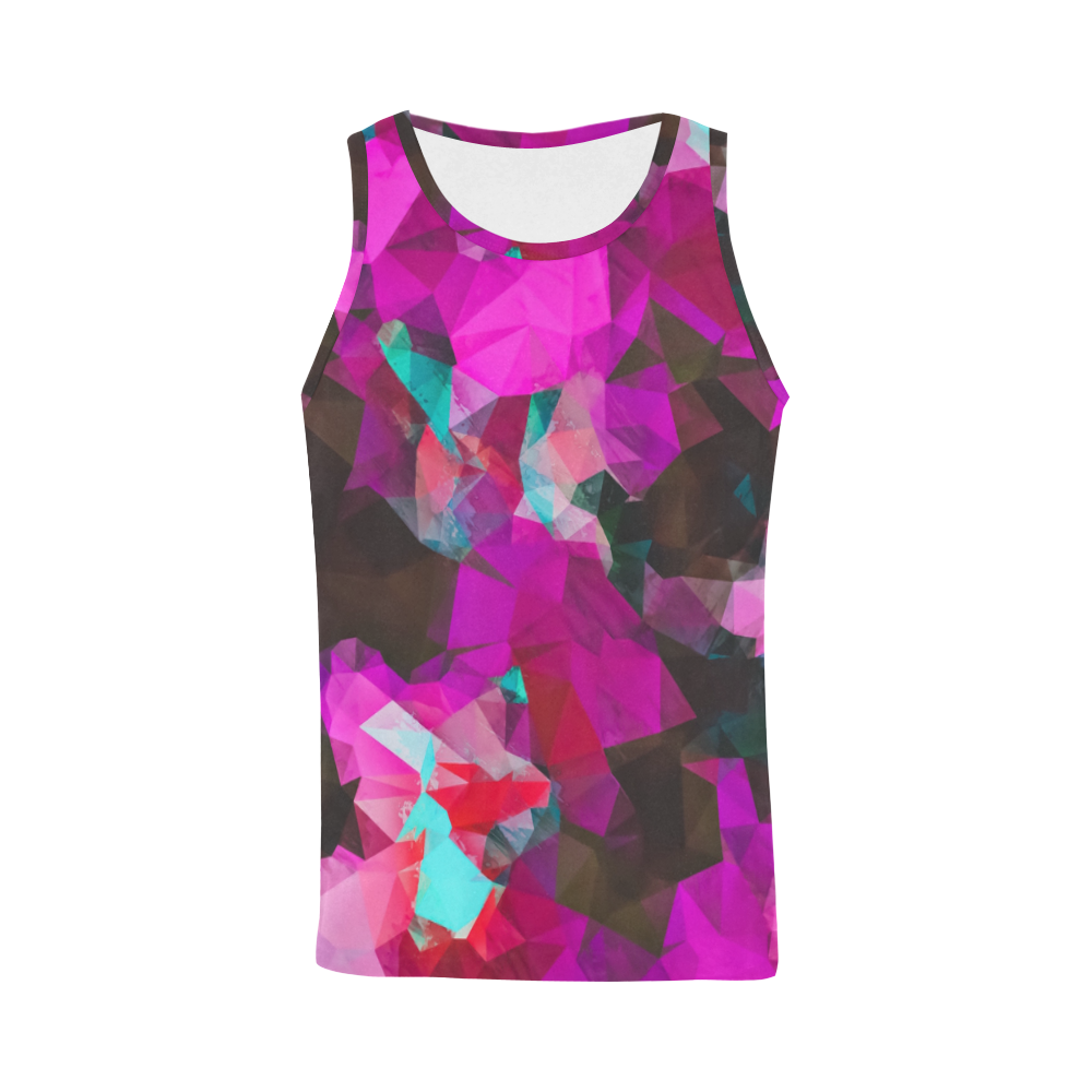 psychedelic geometric polygon abstract pattern in purple pink blue All Over Print Tank Top for Men (Model T43)