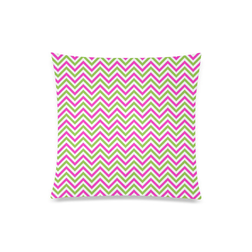 Pink Green White Chevron Custom Zippered Pillow Case 20"x20"(One Side)