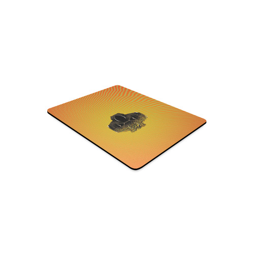 fractal black skull portrait with orange abstract background Rectangle Mousepad