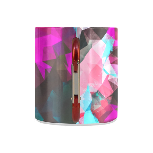 psychedelic geometric polygon abstract pattern in purple pink blue Classic Insulated Mug(10.3OZ)
