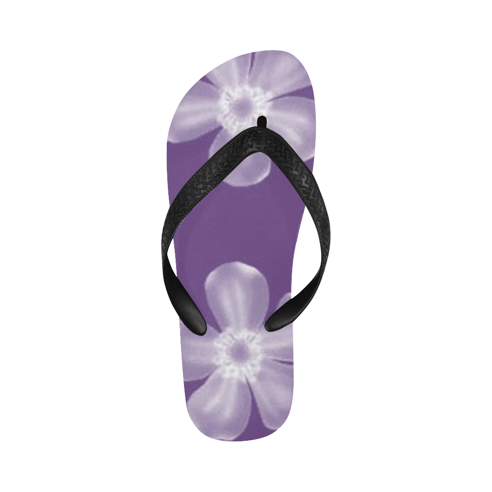 Retro 70s Flowers Lilac Flip Flops for Men/Women (Model 040)