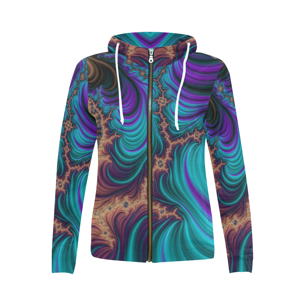 gorgeous Fractal 177 B by JamColors All Over Print Full Zip Hoodie for Women (Model H14)