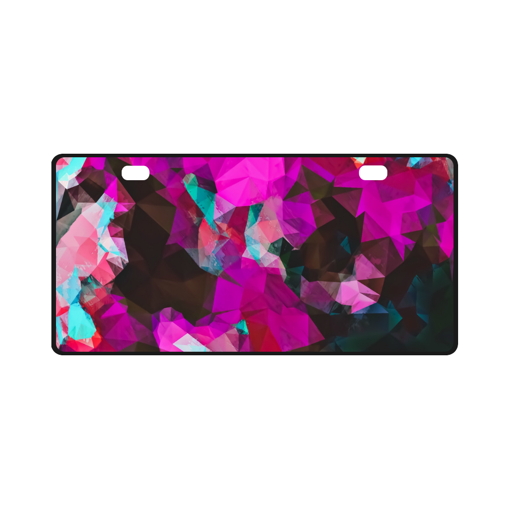 psychedelic geometric polygon abstract pattern in purple pink blue License Plate