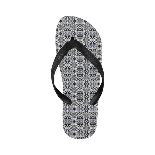 Black Gray and Purple Geometric Flip Flops for Men/Women (Model 040)