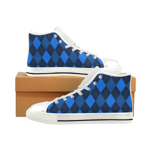 ARGYLE-BLUE Men’s Classic High Top Canvas Shoes (Model 017)