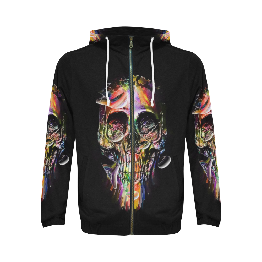 A Drops Skull by Nico Bielow All Over Print Full Zip Hoodie for Men (Model H14)