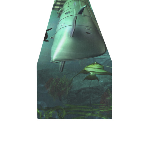 Awesome submarine with orca Table Runner 16x72 inch