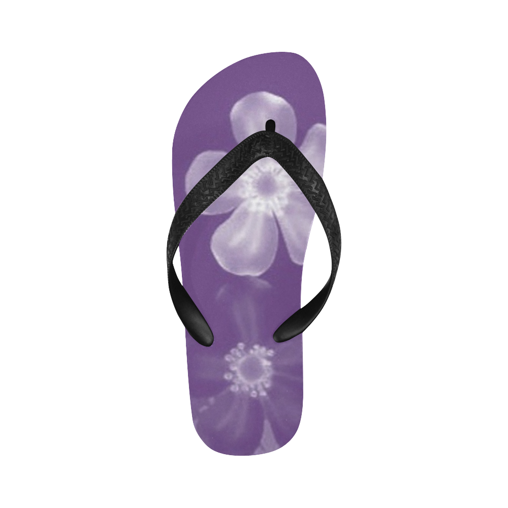 Lilac Retro 70s Flowers Flip Flops for Men/Women (Model 040)