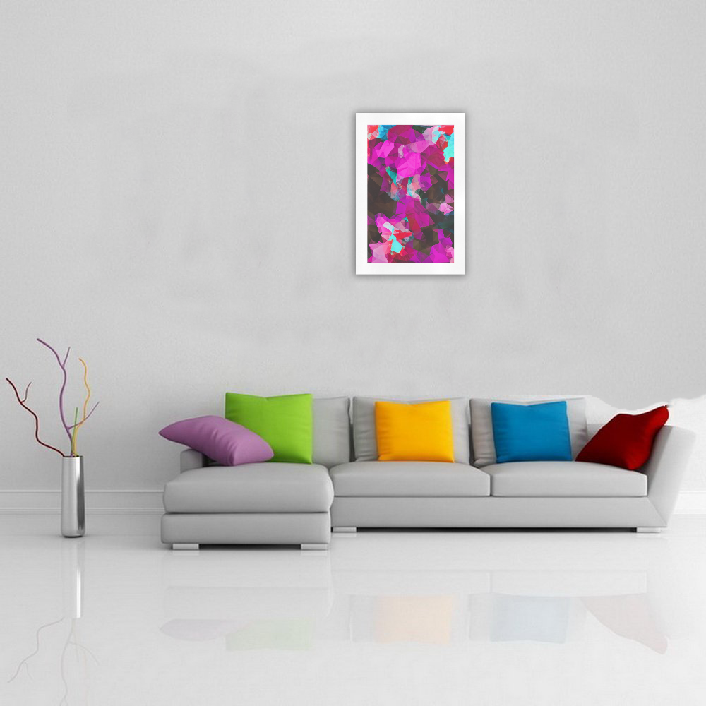 psychedelic geometric polygon abstract pattern in purple pink blue Art Print 19‘’x28‘’