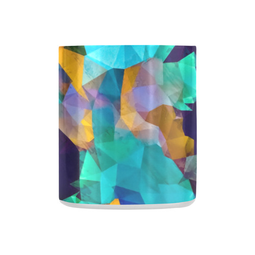 psychedelic geometric polygon abstract pattern in green blue brown yellow Classic Insulated Mug(10.3OZ)