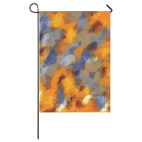 psychedelic geometric polygon abstract pattern in orange brown blue Garden Flag 28''x40'' （Without Flagpole）