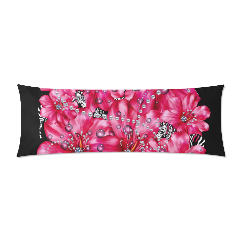 floral is the new black 4 Custom Zippered Pillow Case 21"x60"(Two Sides)
