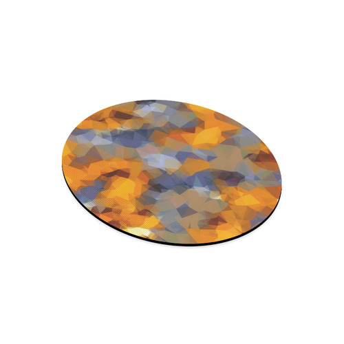 psychedelic geometric polygon abstract pattern in orange brown blue Round Mousepad