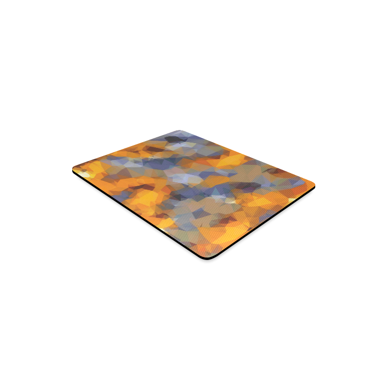 psychedelic geometric polygon abstract pattern in orange brown blue Rectangle Mousepad