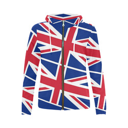 UK All Over Print Full Zip Hoodie for Women (Model H14)