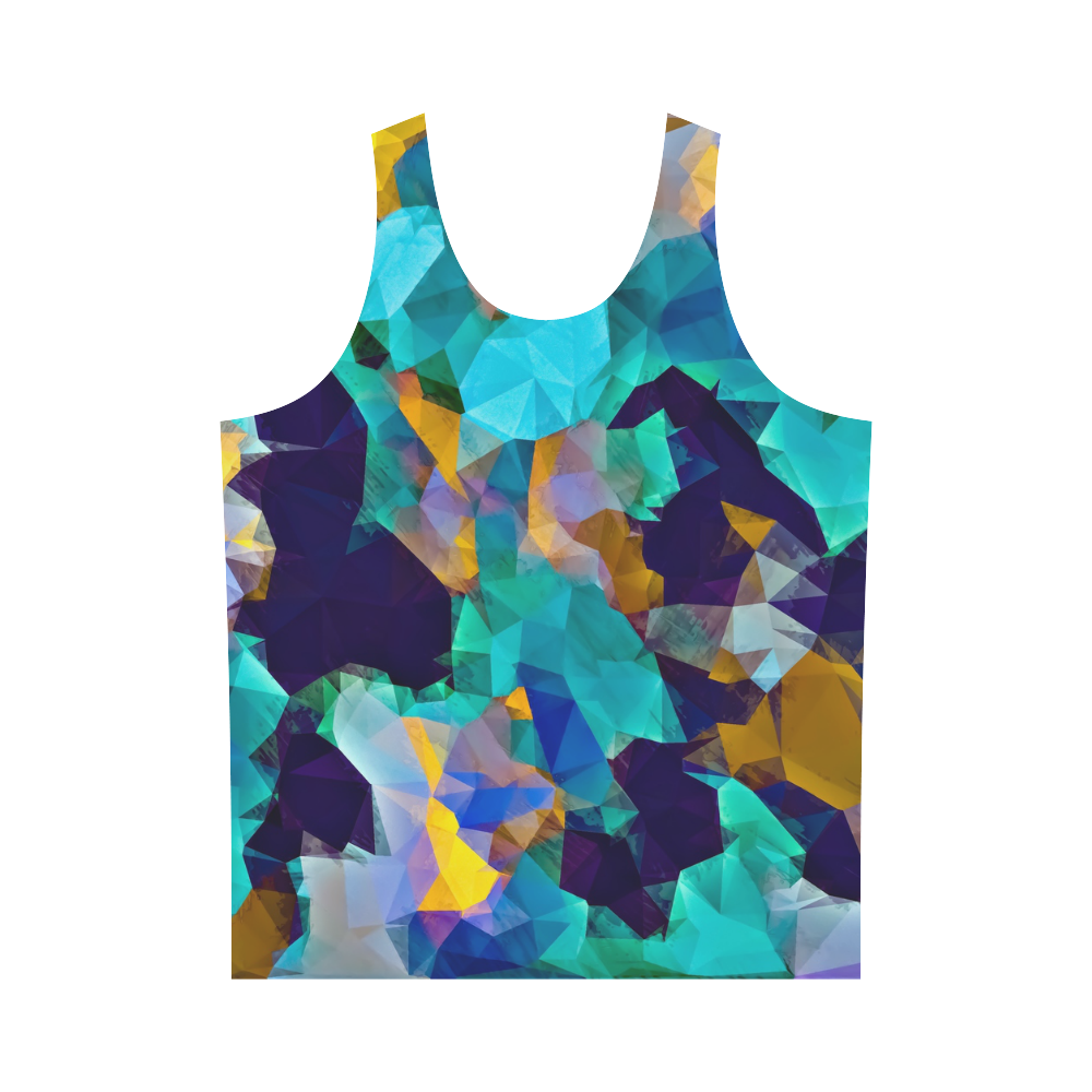 psychedelic geometric polygon abstract pattern in green blue brown yellow All Over Print Tank Top for Men (Model T43)