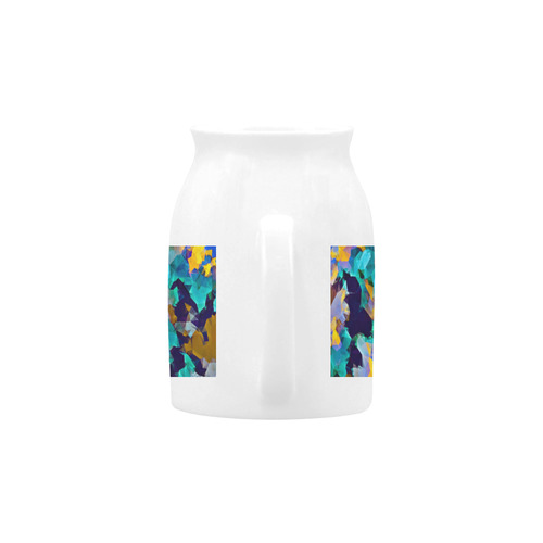 psychedelic geometric polygon abstract pattern in green blue brown yellow Milk Cup (Small) 300ml