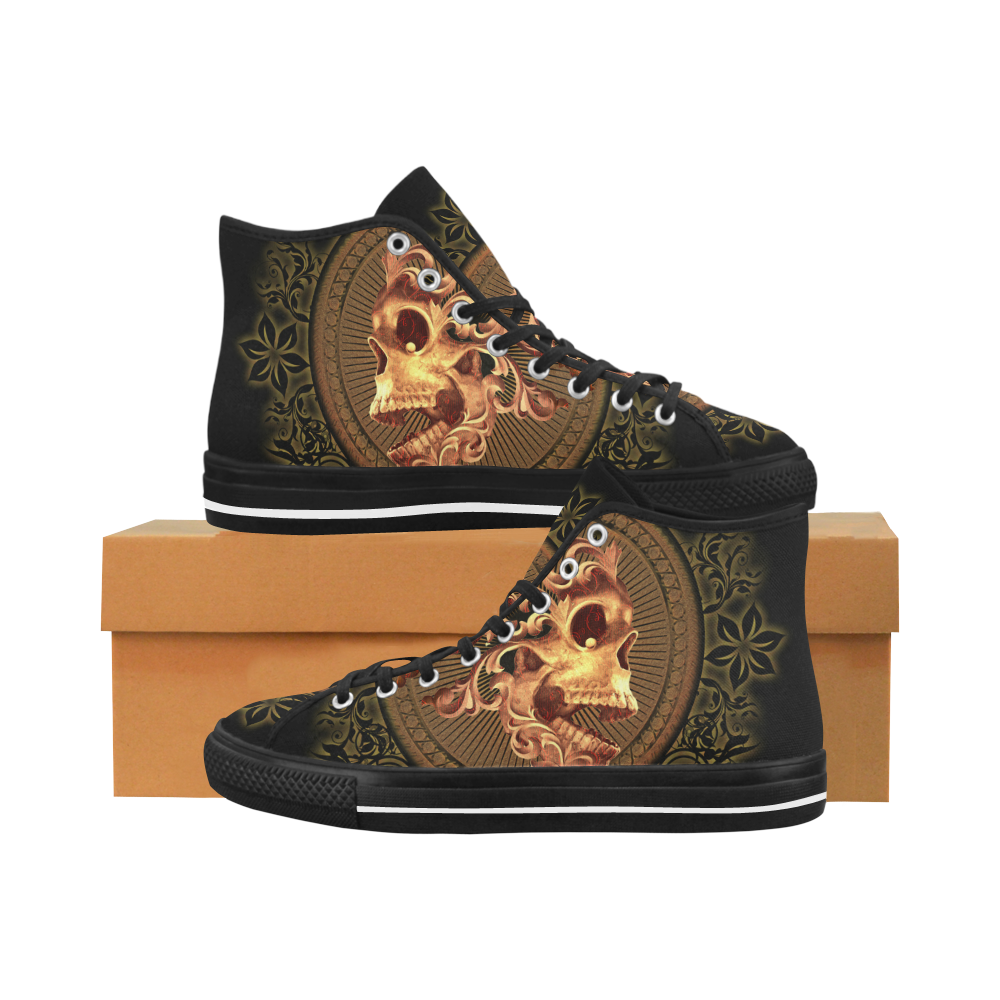 Amazing skull with floral elements Vancouver H Men's Canvas Shoes/Large (1013-1)