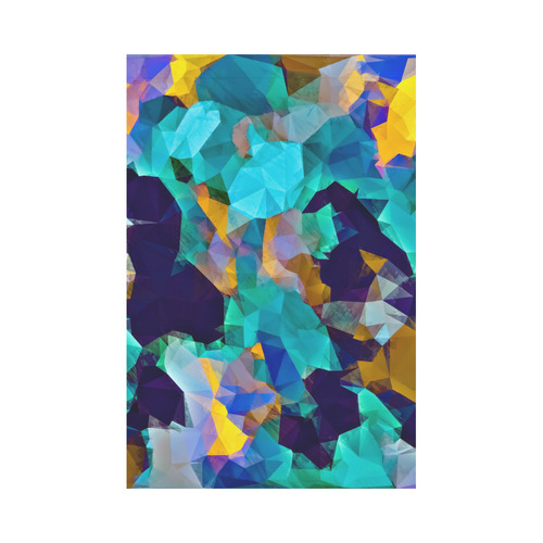 psychedelic geometric polygon abstract pattern in green blue brown yellow Garden Flag 12‘’x18‘’（Without Flagpole）