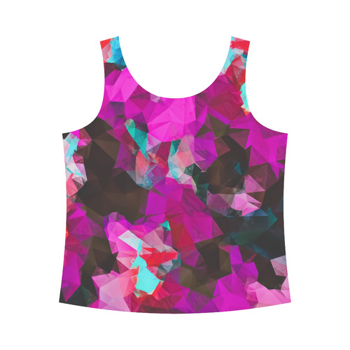 psychedelic geometric polygon abstract pattern in purple pink blue All Over Print Tank Top for Women (Model T43)