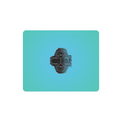 fractal black skull portrait with blue abstract background Rectangle Mousepad