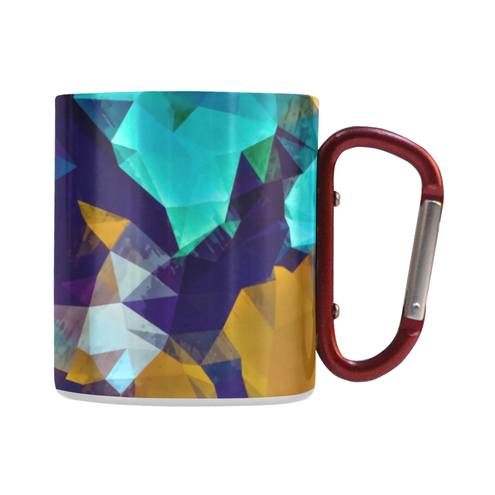 psychedelic geometric polygon abstract pattern in green blue brown yellow Classic Insulated Mug(10.3OZ)